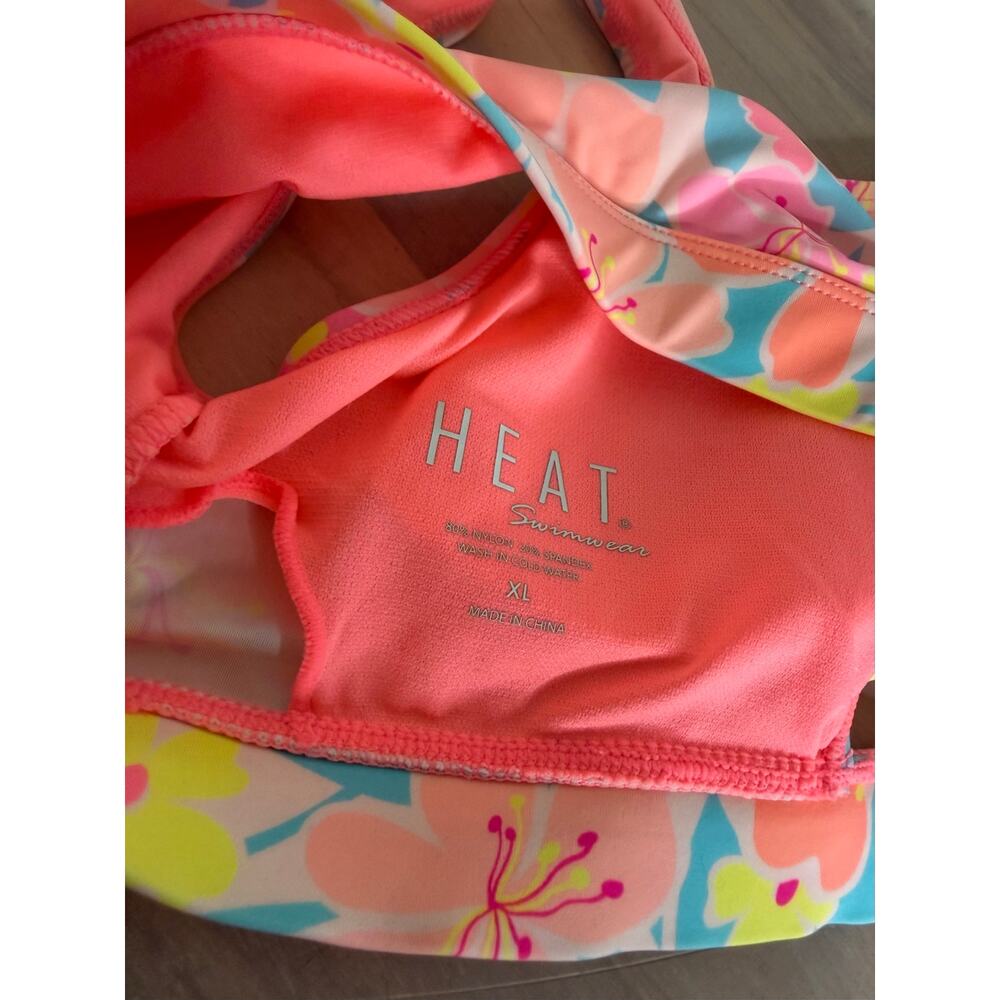 Heat Swimwear Pink Tropical Floral Underboob Swimsuit Bikini Swim Set Size XL - Picture 4 of 10